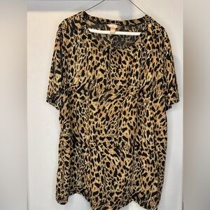 White Stag Leopard Print Top - Black and Gold